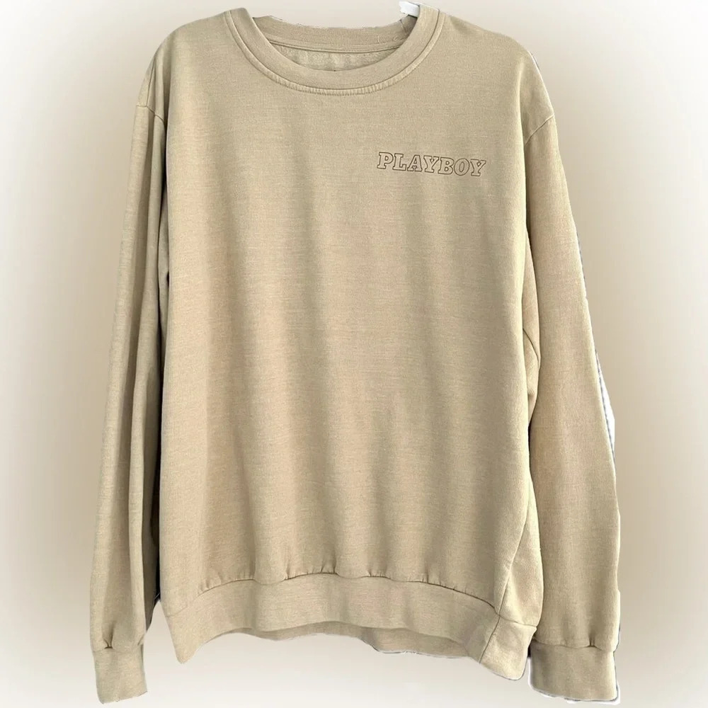 NWT Playboy Crewneck Sweatshirt Beige Khaki Color Size XL